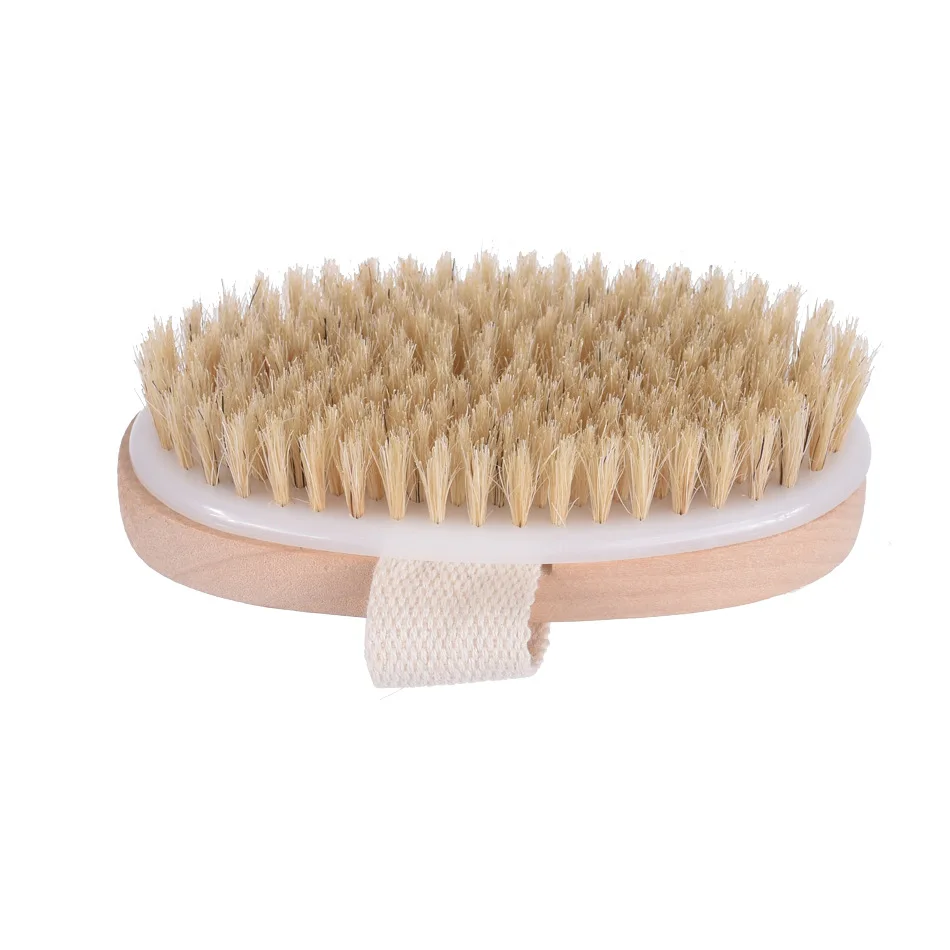 

Top Sale Custom Logo Bamboo Dry Body Natural Handle Brush Boar Bristles Wooden Bath Brush Cleansing body brush, Natural color
