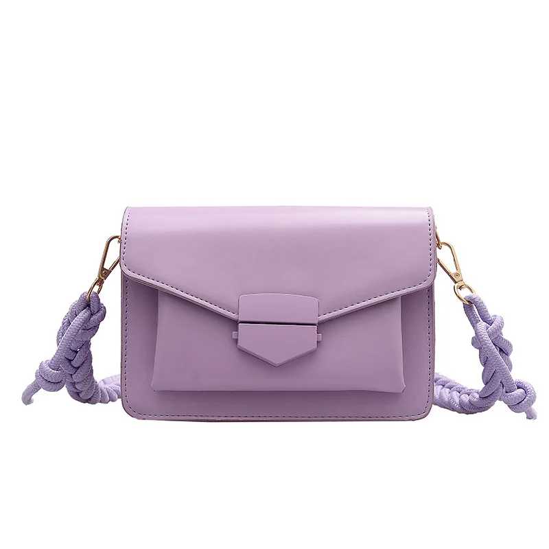 

2021 Summer Girls Designer Bag Hot Purple Color Solid Color PU Leather Chain Crossbody Bags For Women, White,purple,green,black