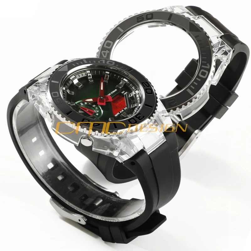 GA2100 New Arrival Transparent Watch Case with Ro-lex style bezel Silicone Band for G Shock GA-2100 Modification Replacement