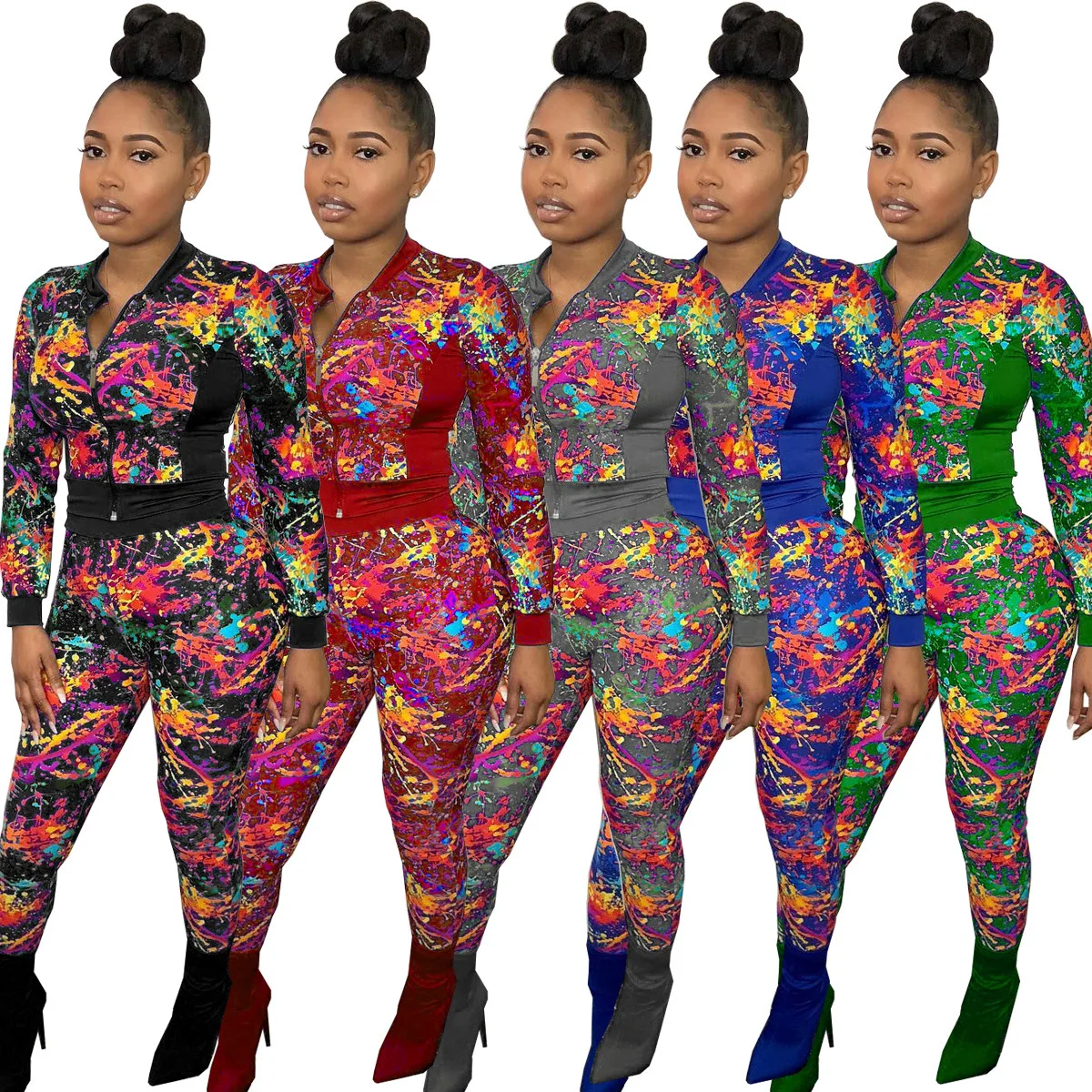 

Latest Style Popular Women Sweatsuit Sets Sexy Outfits For Woman Ladies Printed Sport Tracksuits Two Piece Set