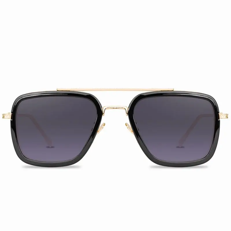 
66218 Tony Stark Sunglasses lentes de Iron Man Vintage Retro Square Metal Frame Sunglasses for Men Women Edith glasses 