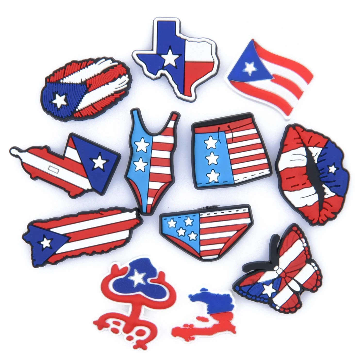 

US Flag Shoe Charms Fits for Clog Sandals Decoration for Kids Girls Adult Men Women Birthday Gifts Party Supplies