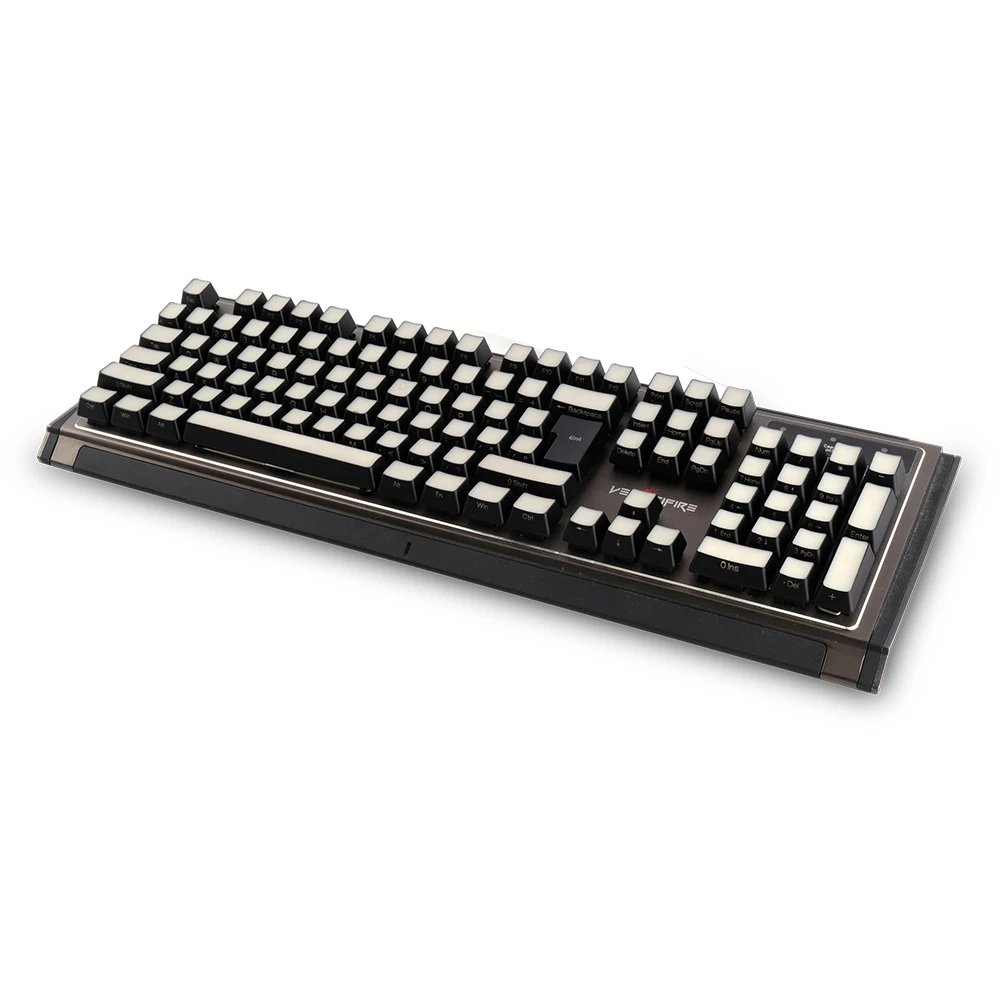 

104 87 61 Backlit Keycap Set Gaming Custom Mechanical Keyboard Transparent double shot keycaps, Cream black