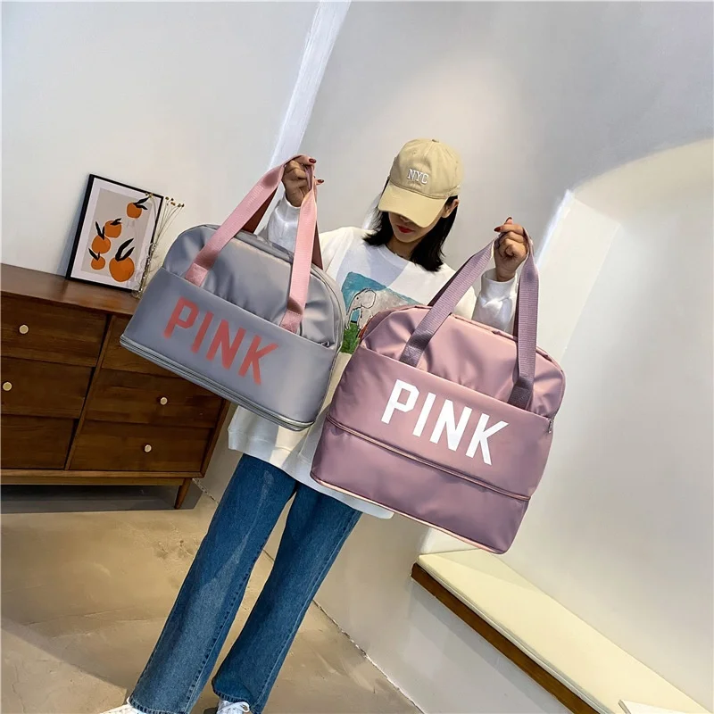 

B&M Fitness Tote Gym Bag Women Waterproof Sports Gym Travel Duffle Bag Pink Large Travel Duffle Bags With Custom Printed Logo, 6 colors