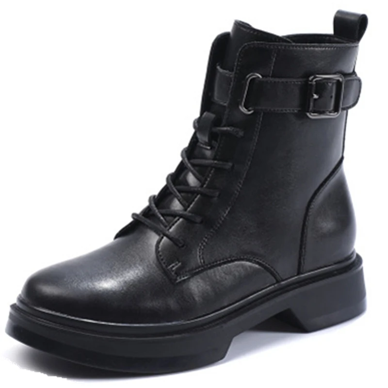 

2021 Fashion Platform Shoes Women Punk Black Gothic Ankle Boots Women Platform Wedge Lace Up Motorcycle Boots Women