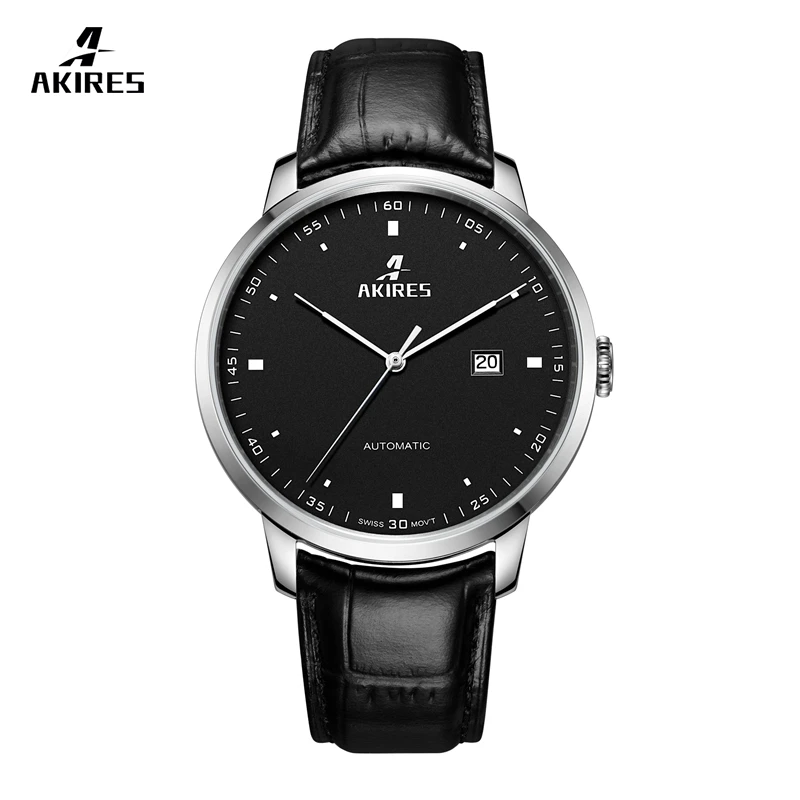 

Drop shipping available luxury leather watch Low MOQ Swiss automatic watches leather wrist