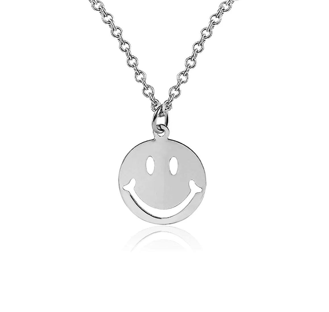 

Cute Round Smile Face Pendant Hollow Clavicle Chain Smiley Face Necklace for Women, Picture shows