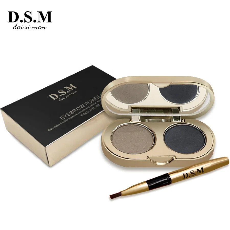 

2 Color Eyebrow Powder Makeup Palette Natural Brown Eye Brow Enhancers 3D Eye Brows Shadow Cake Beauty Kit with Brush, As pictures show