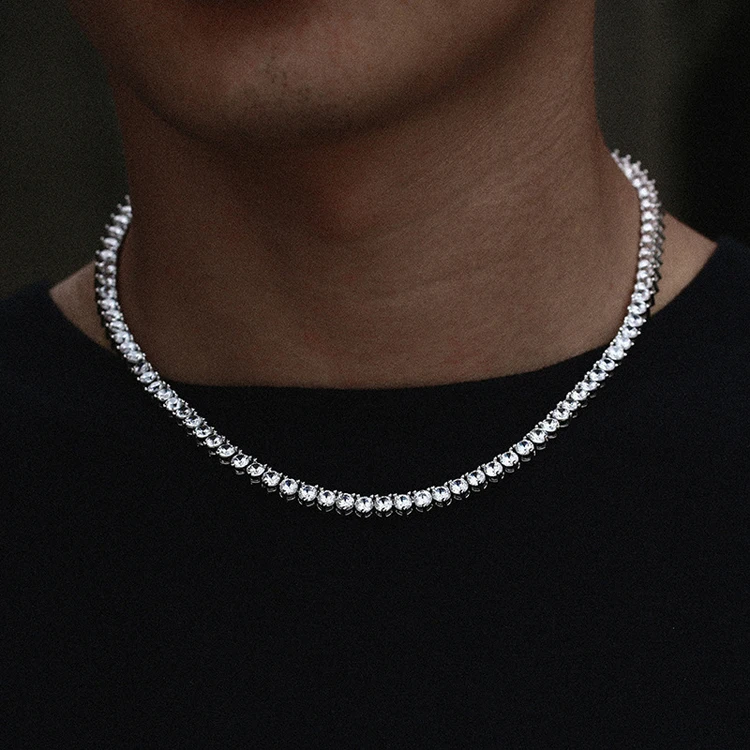 

3-5mm White Gold Plated CZ Diamond Tennis Zodiac Necklace Set Jewelry Tennis Chain