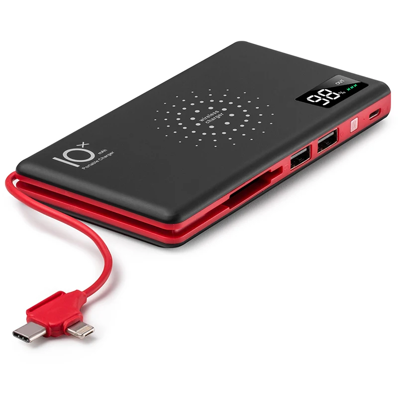 

Best Seller Qi Wireless Portable Charger, 10000mAh External Battery pack Wireless Power Bank Charger with 2 USB Ports