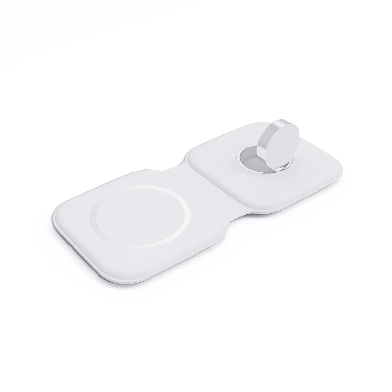 

Folding Qi Mag Safe Wireless Dual Charger 15W 2 In 1 Magnetic Duo Wireless Charger For Iphone 12 Apple Watch Fast Charger