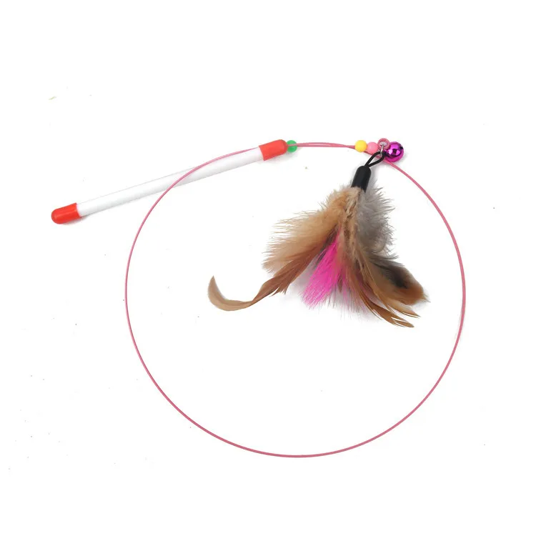 

Cat Plush Cat Interactive Toy Wire Funny Cat Rod Feather Long Rod Mouse Fish Bell Replacement Head Funny Cat Toy, Picture showed