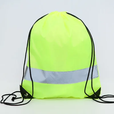 

Waterproof Polyester  Durable Night Running Nylon Drawstring Sports Bag With Reflective Stripe