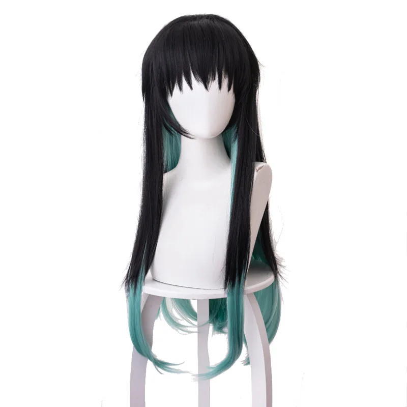 

Black Gradient Mixed Green Long Hair Anime Comic Exhibition Cosplay Hair High Temperature Silk COS Wigs, Pic showed