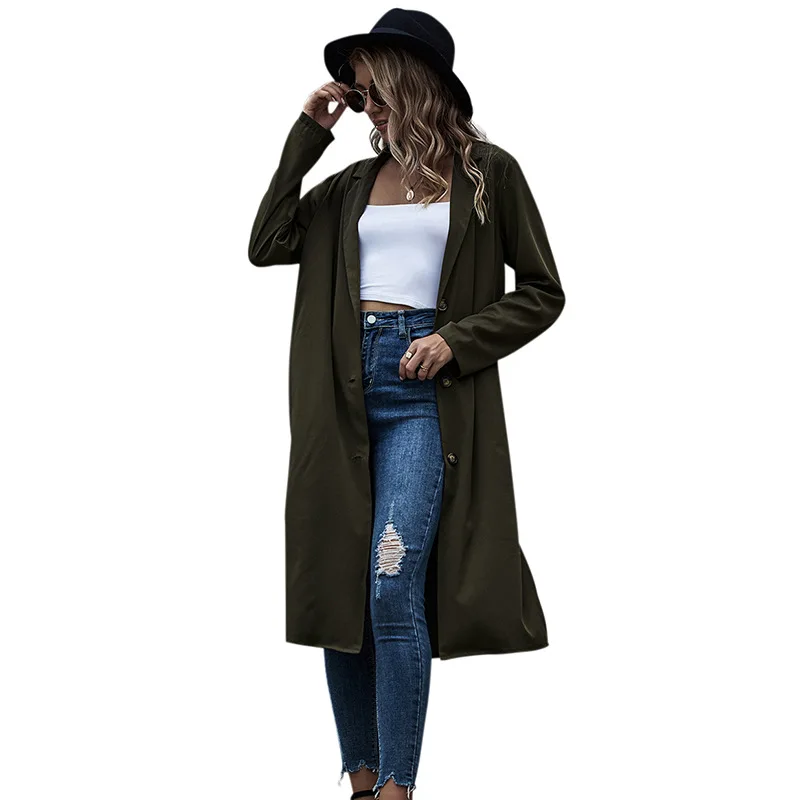 

Autumn Winter New Fashionable Casual Women's Cardigan Coat Long Jacket Outwear Trench Coats for Ladies Women, Militery green