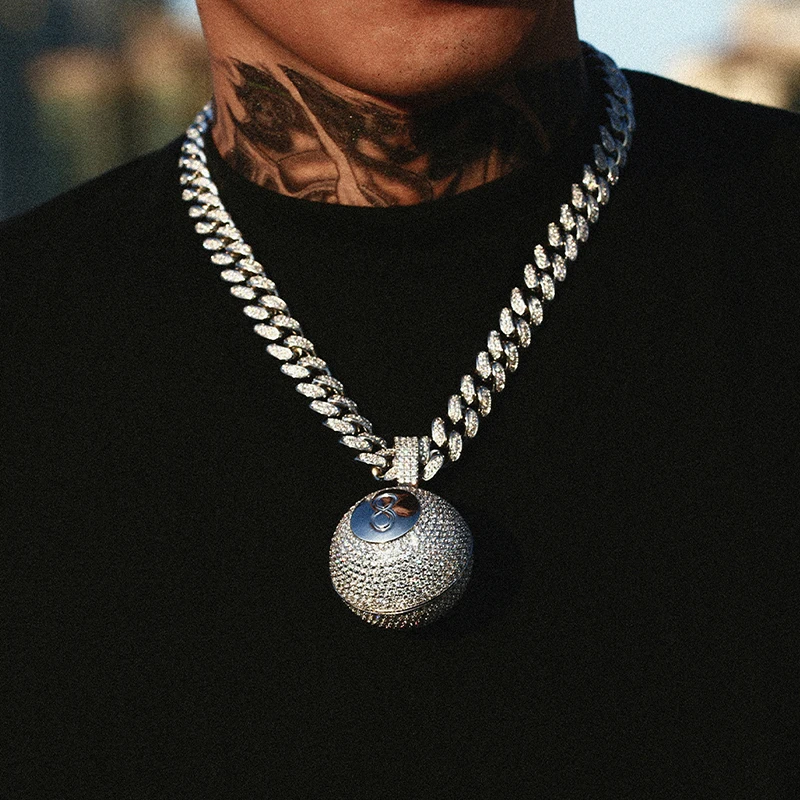 

High Quality Gold Plated Pendant Iced Out CZ Stone Men HipHop Jewelry Dropshipping Necklace, Silver