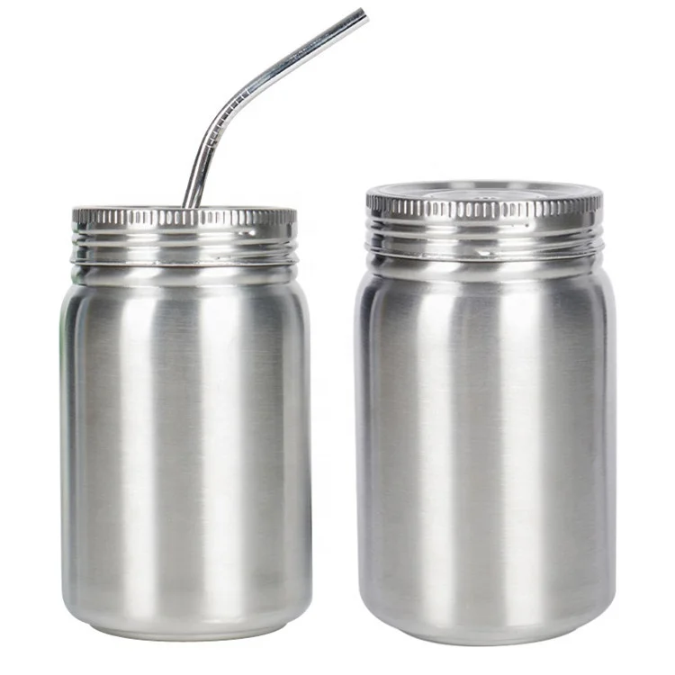 

Double wall vacuum insulated stainless steel 500ml Travel mug mason jar with lids and straw, Customized colors acceptable