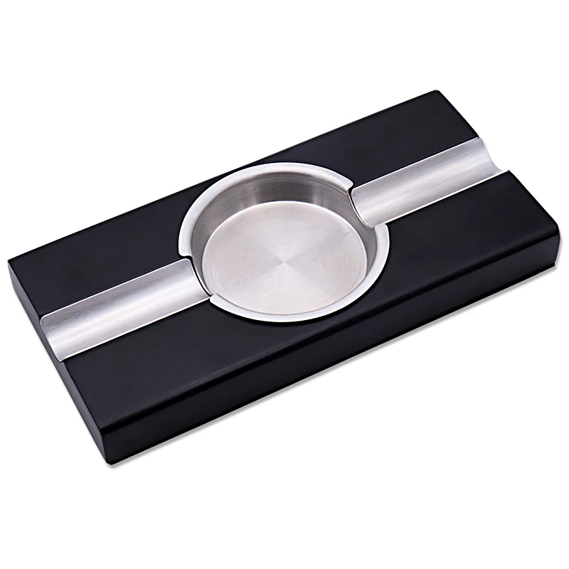 

cigar ashtray black stainless metal modern custom logo personalized cigar ashtray