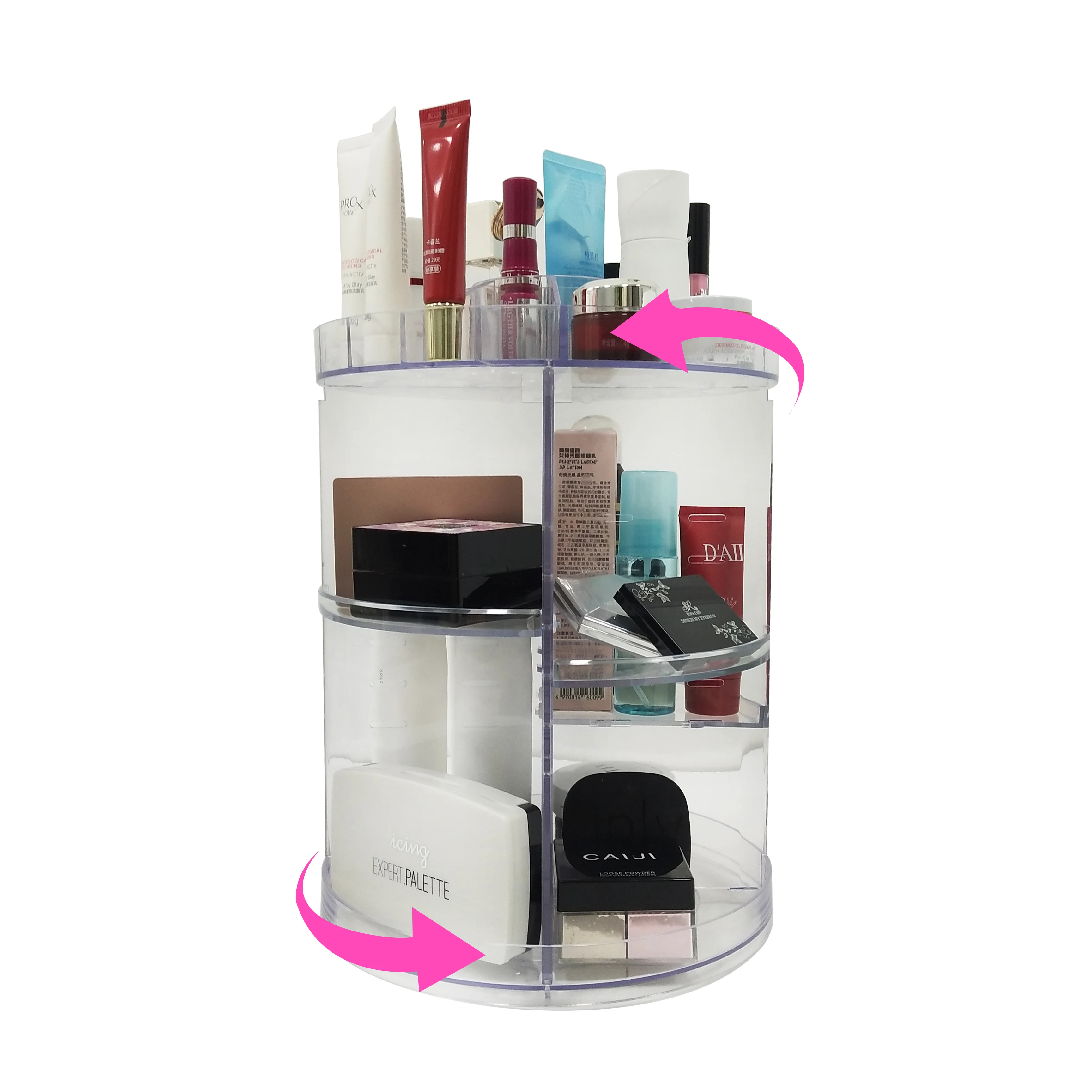 

DustProof Large Acrylic Cosmetic Storage Rack 360 Rotating Makeup Organizer