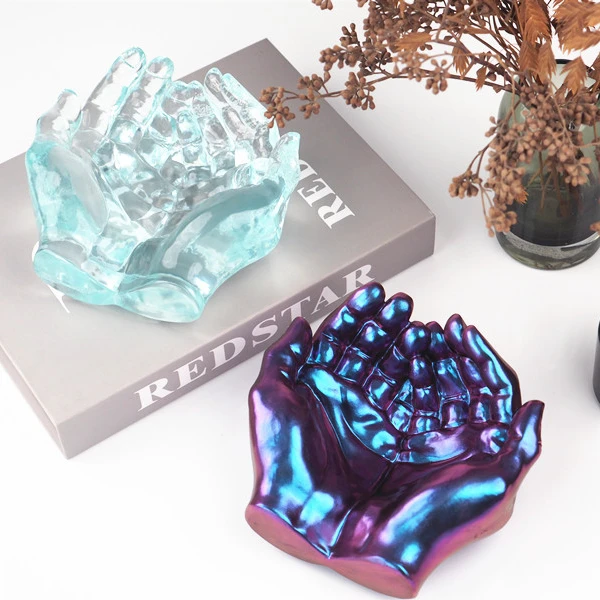 

DIY Epoxy Resin Two Hand Shape Dish Storage Box Mold Handmade Hand Shape Ashtray Silicone Mold