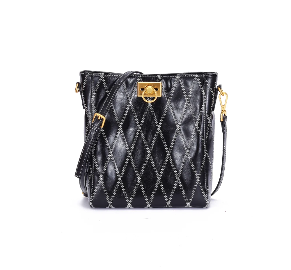 
TS8003 Burst oil wax head layer cowhide handbag new bucket female bag leather shoulder bag shoulder Messenger bag ladies handbag 