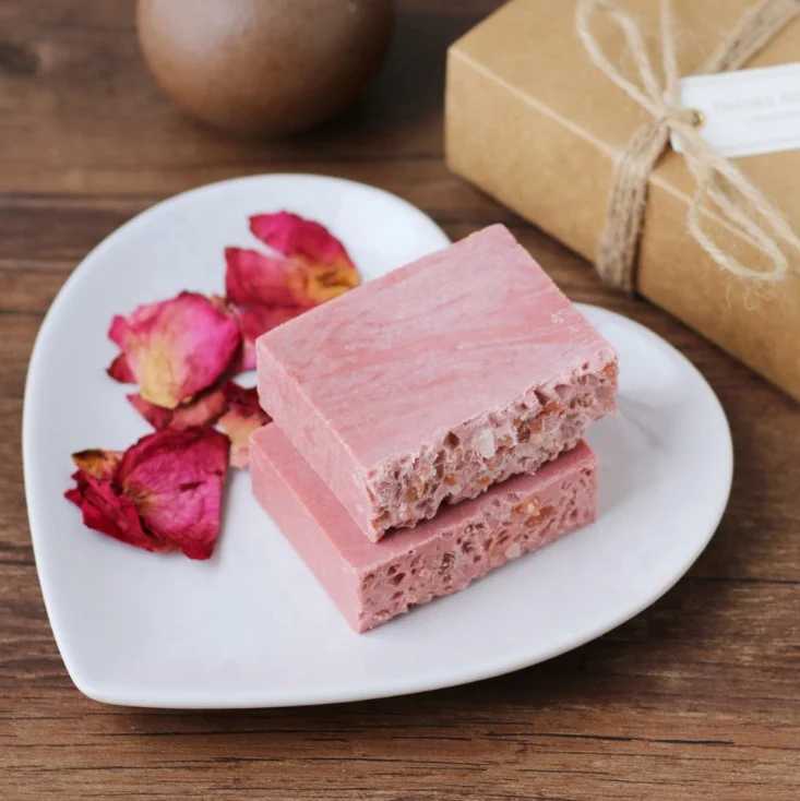 

2021 Exfoliating Himalayan Sea Salt Rose Handmade Soap Cold-Pressed Cleansing Body Soap With Olive Oil Shea Butter Coconut Oil