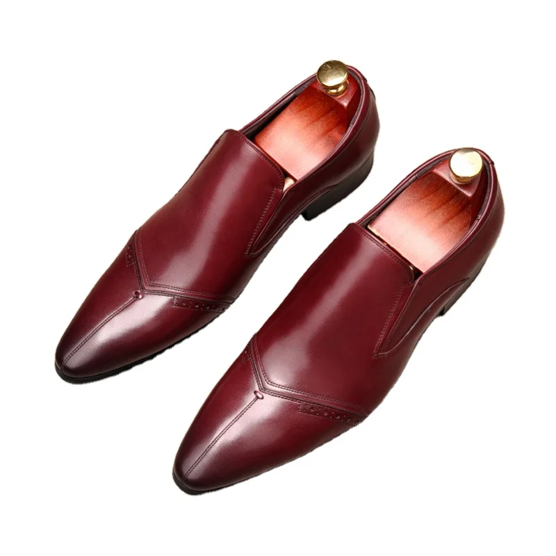 

European style men's shoes, set feet, leather wedding wear, pointed toe dress