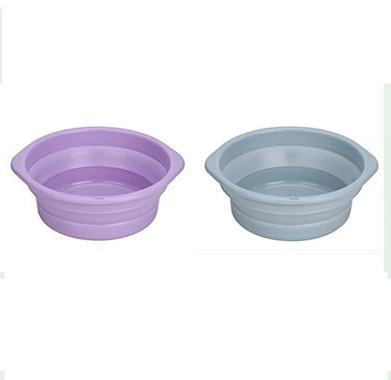 

High and low temperature resistance Leakproof portable foldable silicone Beach toy basin for kids for play or adult fishing, Green,pink,purple,blue