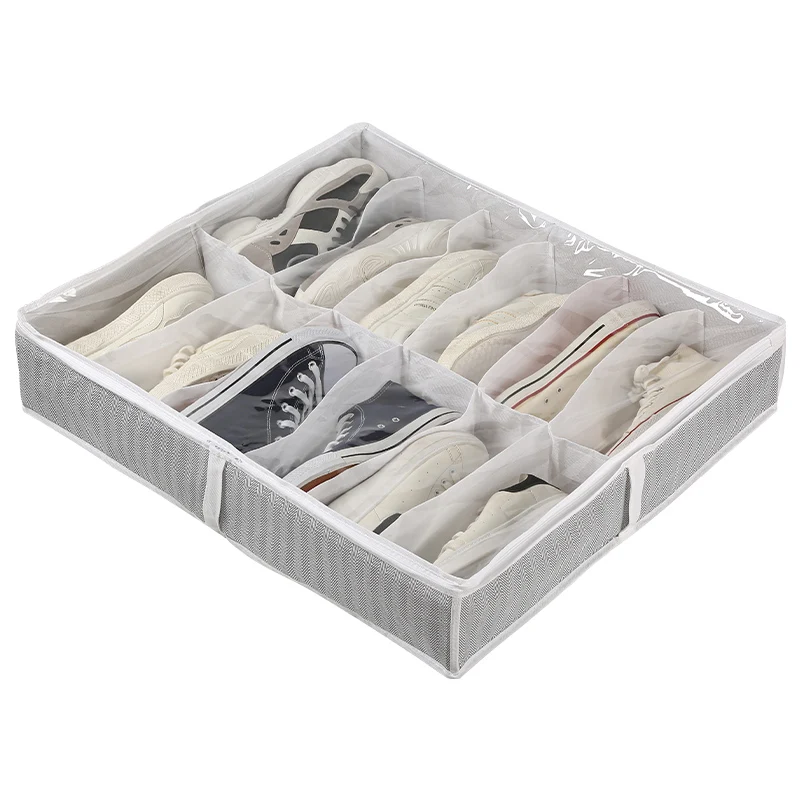 

Under Bed Shoe Storage Organizer for Closet 12 Pairs Underbed Shoe Box Bedding Storage Organizer with Clear Cover