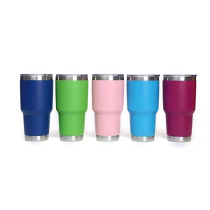 Image of 30 Oz Wholesale Insulated Double Walled Stainless Steel Wine Or Beer Tumbler With Straw