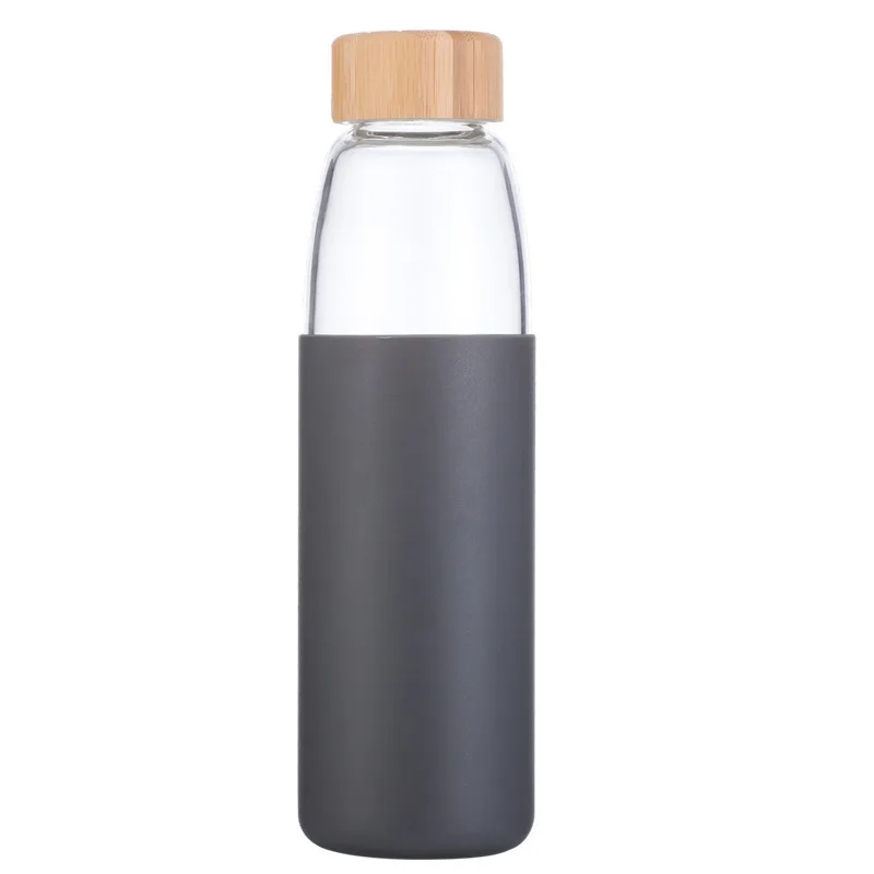 

Mikenda water glass bottle new products glass bottle water with bamboo lids, Can be customized