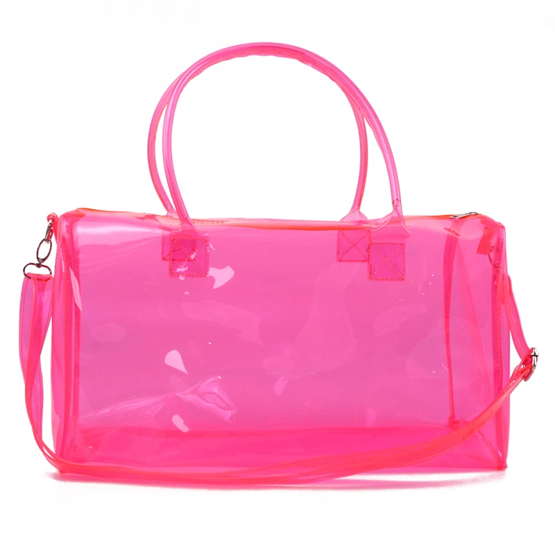 

wholesale clear spinnanight bag custom logo PVC spend the night bag clear girls overnight pink duffel transparent duffle bags, Ping/ purple/ light blue /red