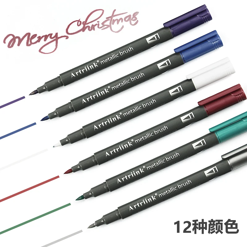 

Amazon Hot Selling 12 colors metallic Marker Metallic Color pen Fabric pen