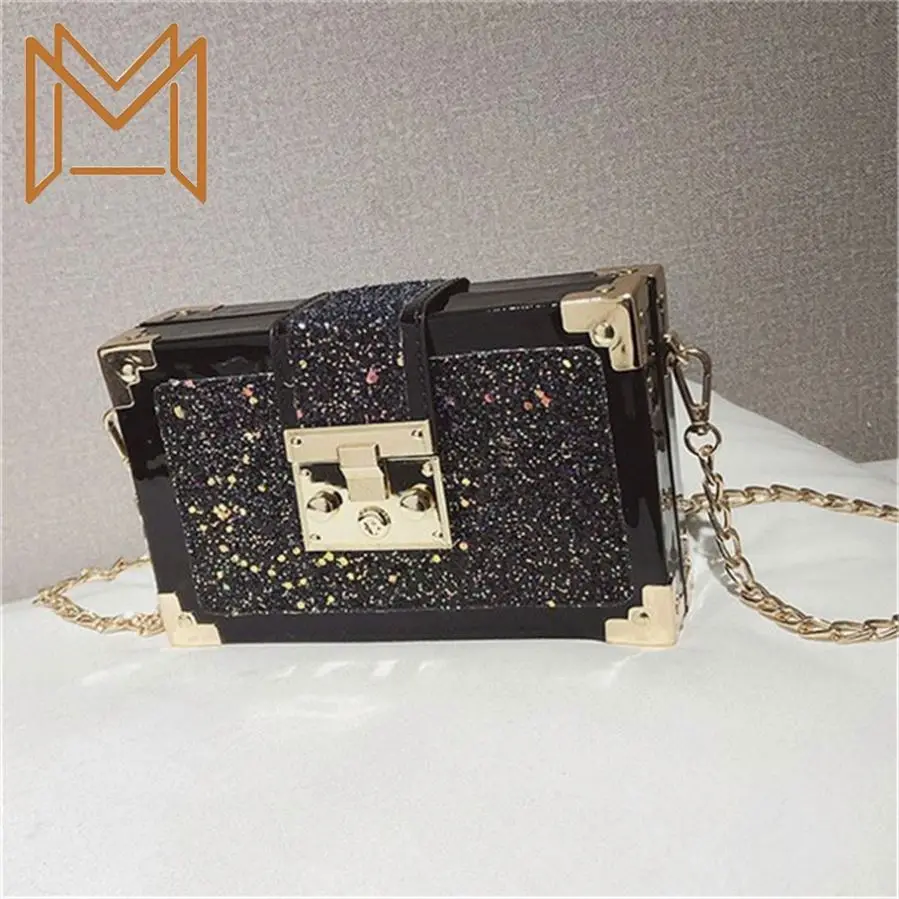 

Bag Luxury Chain Fashion Crossbody Gradient Shoulder Color sequin Box Style Female Party Clutch Bag Purse Mini Bag