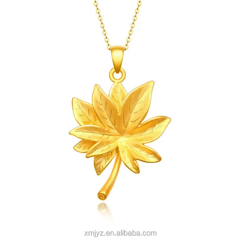 

2022 New 3D Hard Pure Gold Simple Maple Leaf Pendant Sand Gold Open Branch Scattered Leaf Pendant Diy Necklace