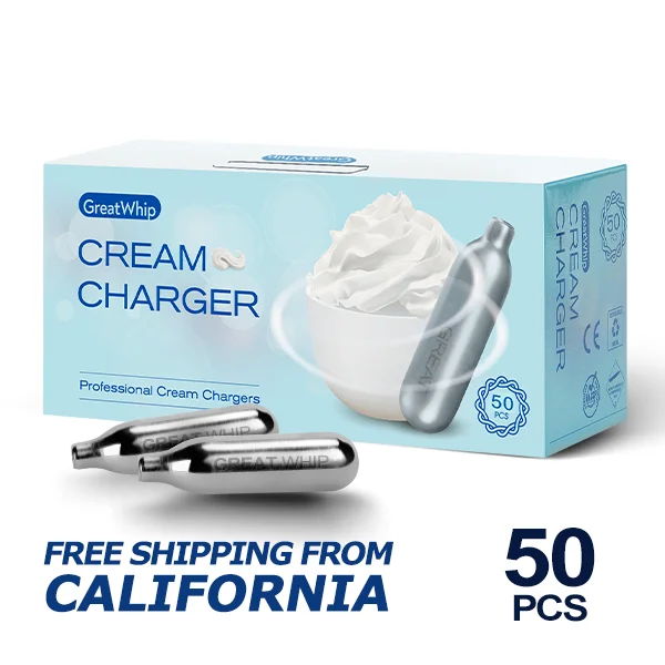 

50 Pcs/Pack GreatWhip Whipped Cream Charger Nitrous Cartridges Chargers 8 Gram Fast Free Shipping from California US