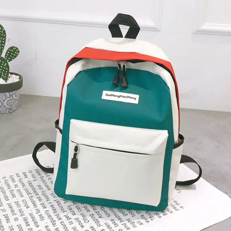 

Fashion Wholesale Contrast Color High Quality Nylon Fabric Adjustable Best Teenage Custom College School Bags for Girls, Red,black,green,purple