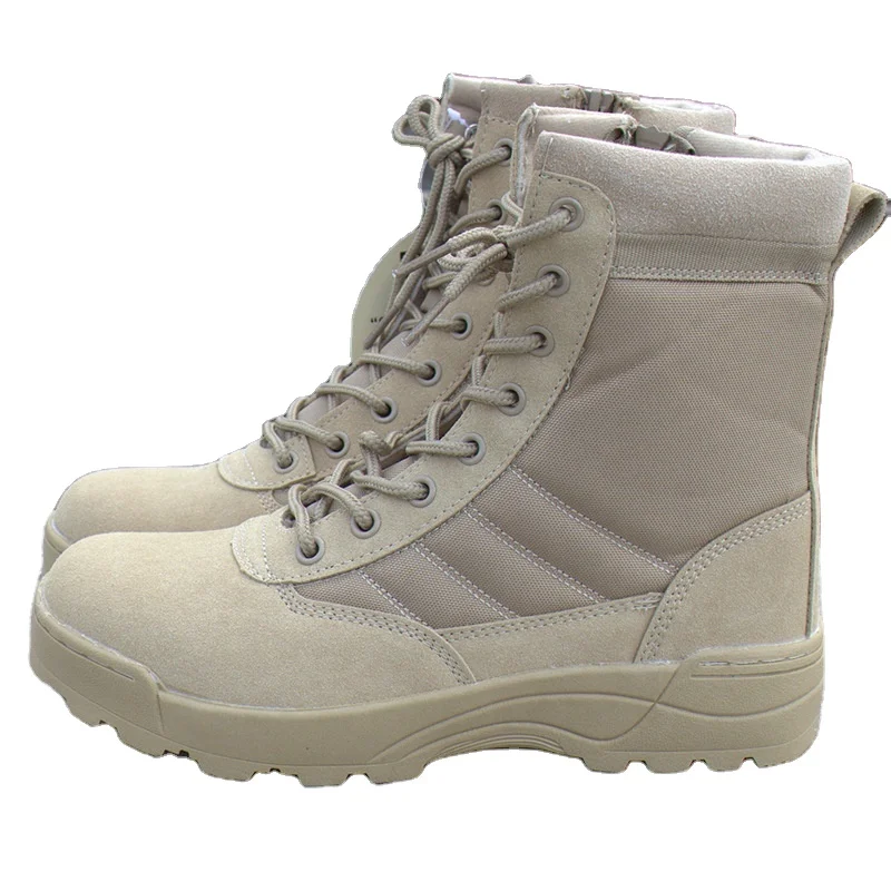 

Wholesale Men Tactical Journey Trekking Boots Breathable Combat Journey Tactical Trekking Leather Hunting Men Desert Boots, Black khaki