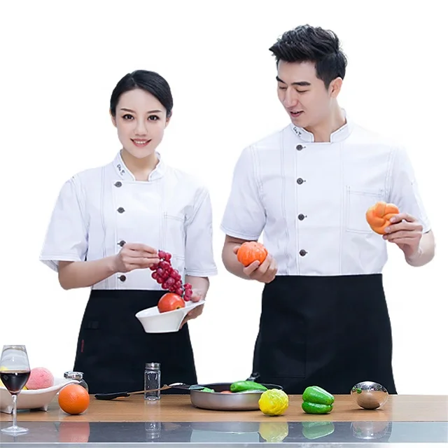 

SunYue Cotton Short Sleeve Chef Clothing Restaurants Hotel Uniform Coat, White