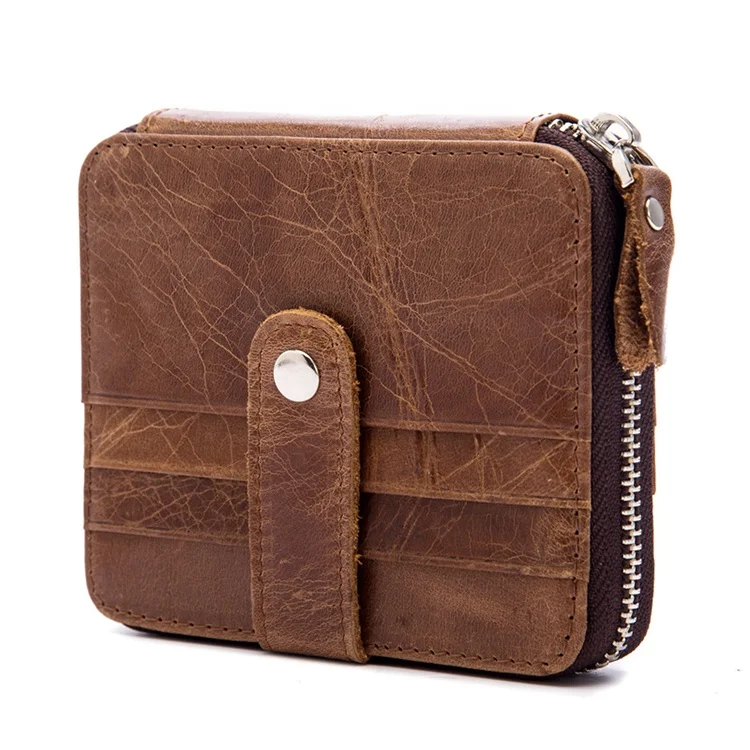 

First layer oil wax leather men wallet fashion leather men zipper short wallet 1126