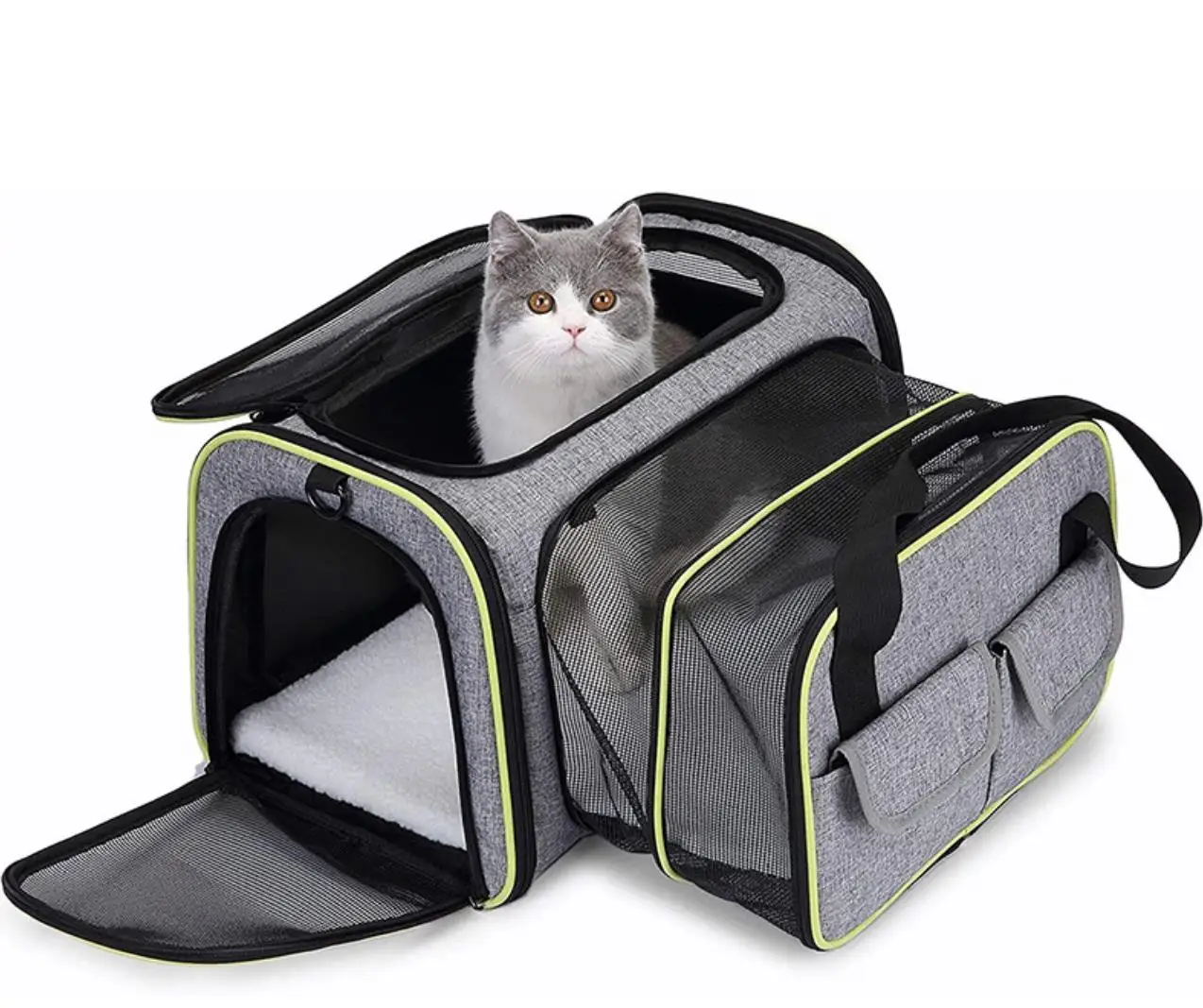 

Custom Expandable Pet Carrier Soft Sided Warm Bottom Mat Large Space Fat Cat 10kg Dog Travel In Vehicles Airline Approved, Customized
