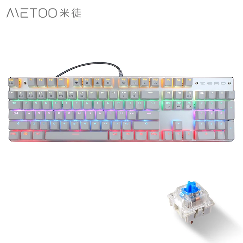 

METOO 2021 Hot cheap 104 Keys Metal Mechanical RGB Backlit Rainbow computer Gamer usb wired Gaming Keyboards