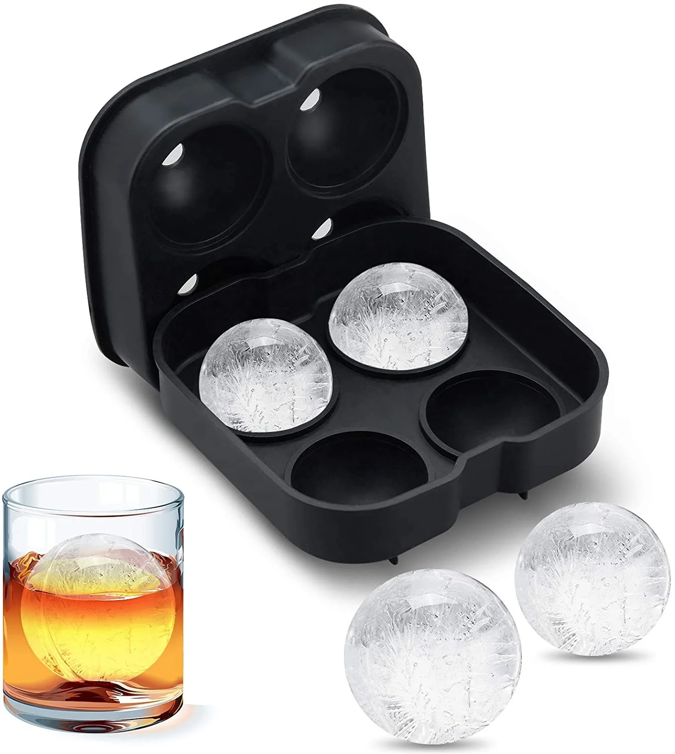 

Custom Design Large Bpa Free Food Grade Silicone Sphere Ice Moulds Ball Molds Ice Cube Trays, Red,black,blue,grey