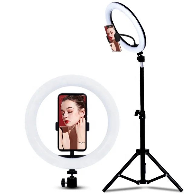 

Wholesale Profissional Beauty 10 inch Photographic Selfie led circle ring light With Tripod Stand For Live Stream Makeup Video, Black