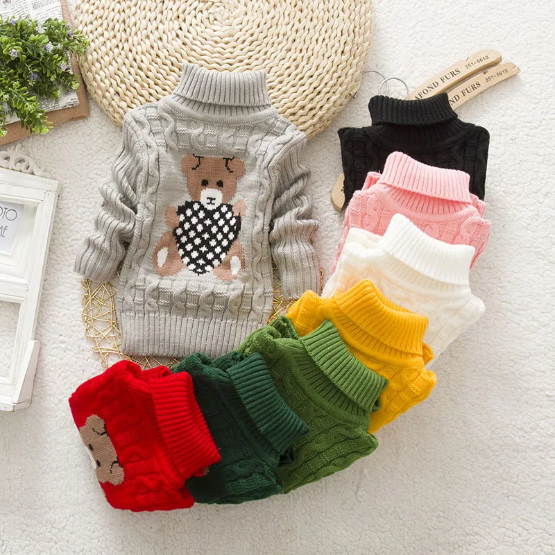 

Low Moq Baby Girl Boys New Sweaters Autumn Winter Children Cartoon Jumper Knitted Pullover Turtleneck Warm Outerwear for Kid