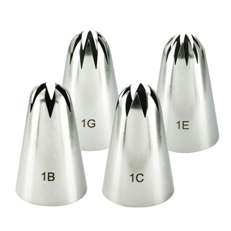 

#1B#1C#1E#1G Stainless Steel Pastry Tips Large Icing Piping Nozzles For Decorating Cake Baking Cookie Cupcake Piping Nozzle