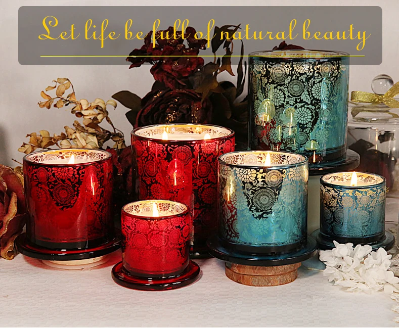 Domed Bell Jar Candle Jar Scented Soy Wax Carved Glass Wholesale Luxury