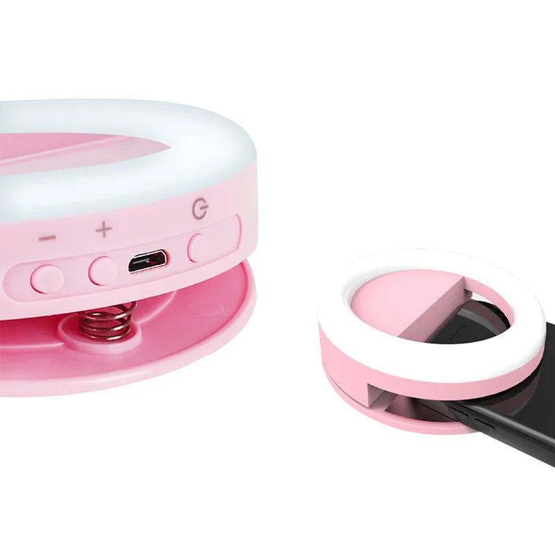 

2021 Hot selling phone mini 16 colors portable remote control LED Ringlight rgb ring light, Black / blue / white / pink