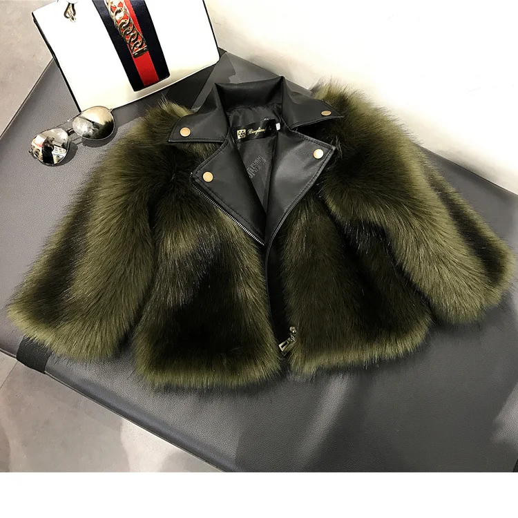
European style winter fashion girls faux fox fur jacket kids fur coat 