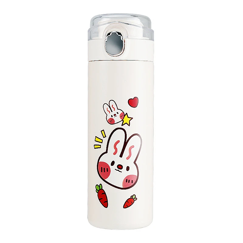 

Cartoon Vacuum Cup Stainless Steel double lid Leakproof Double Wall Insulated Water Bottle Cute Style design colorful Thermos, Customized color acceptable